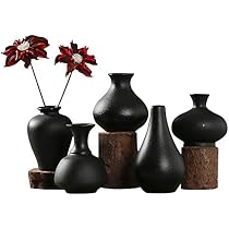 Vasetto Quadrato In Ceramica Nero Per Fiori A Stelo Singolo - Moderno, 18cm, Decorazione Minimal