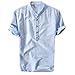 Produktbild Luckycat Herren Freizeithemd Kurze Ärmel Männer Sommer Hemd Casual Regular Fit Oberteile Herren 100% Leinen Kurzarm Hemd Sommerhemd V-Neck Freizeit Hemd Herren Hemd Leinenhemd Sommer Casual Blusen
