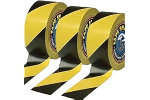 Pro Home Hazard Tape Warning Barrier Tape black and yellow 50mmx33m Strong Adhesive Safety Floor Marking Caution Warning Social Distancing Tape Indoor/Outdoor All-Weather (3, 50mmx33m)