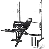 💪 GORILLA SPORTS POWER RACK - ist eine multifunktionale Fitness-Station mit verstellbarer Hantelbank und einer geführten Langhantelstange und Curlpult - effektives Ganzkörper-Workout für Zuhause