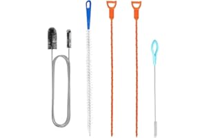 PUEDNO 5pcs Drain Unblocker and Cleaner Tool, Sink Unblocker Brush, Double-Ended Drain Pipe Cleaner Brush, Drain Hair Remover Plumbing Unclogger Tool for Bathroom Shower Kitchen