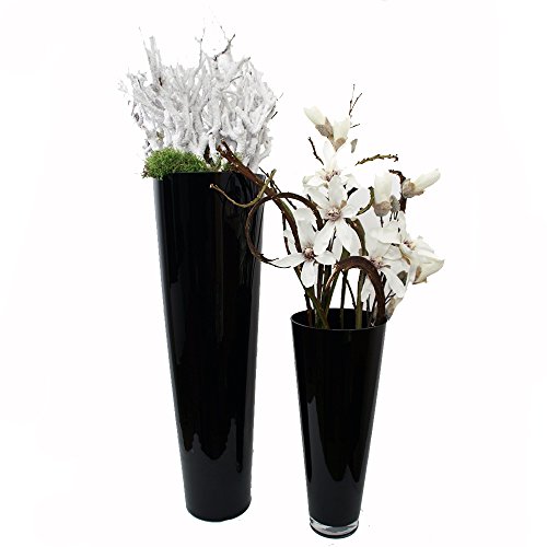 Große Konische Glas-Vase Konischer Zylinder 70cm Ø 22,5cm. Bodenvase in schwarz zur Dekoration und als Blumenvase von Glaskönig - 4