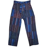 Mogul Interior Women's Yoga Trousers with Bow Tie Belt and Pocket Gypsy Harem Pant Blue, Brown