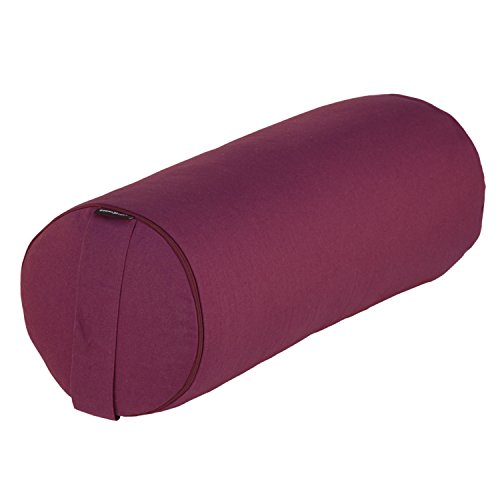 Yoga- und Pilates-Bolster BASIC 65 x Ø 23 cm, aubergine, Yoga Hilfsmittel mit Dinkel-Hülsen gefüllt, Dinkelfüllung, Yoga Rolle