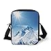 Produktbild Apartment Decor,Photo of Big Mountains Snowy Peak and Sun in Sky Magical Nature Landscape Art,White Blue Print Kids Crossbody Messenger Bag Purse