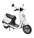 Distancia 60km Lunex Scooter eléctrico Adulto E-Scooter 1200W Retro Vespa Moto Ciclomotor 45km/h Blanco