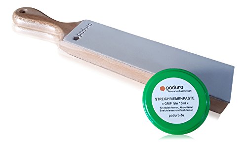 Abziehleder Set » PODURO ZULU « Doppelseitiger Streichriemen & Streichriemenpaste im Baumwollbeutel - 4