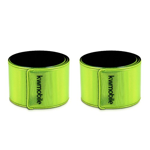 kwmobile Reflektorweste Set in L-XL / 1x Warnweste, 2x Reflektorarmband, 2x Reflektor Schnapparmband, 1x Aufbewahrungstasche in Neon Gelb / Sicherheit für Reiten, Laufen, Joggen, Fahrrad – 6er Pack - 3