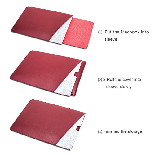 WALNEW 13 MacBook Pro 13 Zoll, Veröffentlicht in 2016, Schutzhülle, Hülle, Case, Cover, mit Zwei-Taschen-Design mit Geschütztem Inneren und Externem Mousepad,Rot - 5