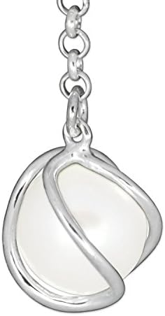 Clever Jewellery Set Silver Pendant with Pearl Ø 10 mm White umschlungen in a Silver Cage on extension chain, length: approx. 9 cm 925 Sterling Silver in Case