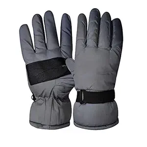 Generic Full finger winter protective Gloves|fur Inside|Warm|windproof, Grey (1 Pair)