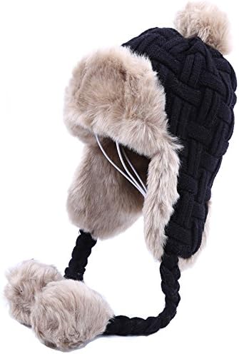 Women Winter Knitted Hat Faux Fur Ear Flaps With Warm Velvet Lined,3#