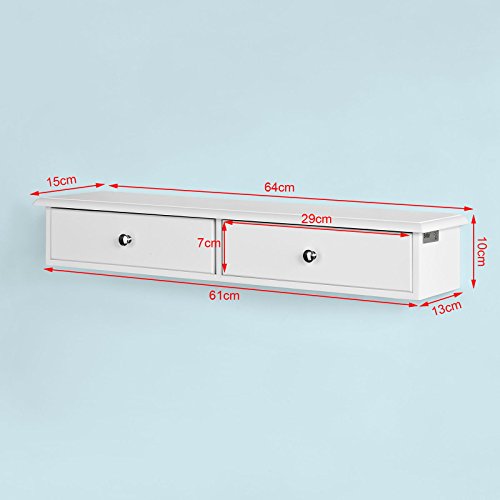 SoBuy® Wandschrank, Hängeschrank, Badezimmerschrank, Wandregal, Hängeregal, Wandgarderobe mit 2 Schubladen,FRG43-W - 2