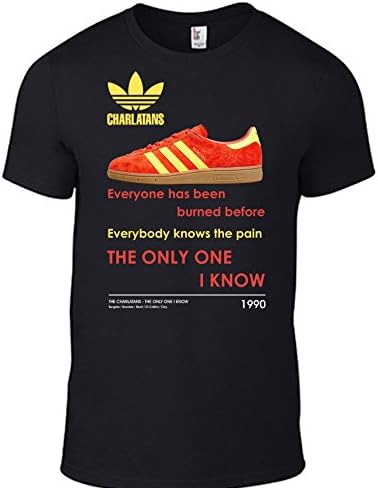 THE CHARLATANS Only One I Know cd Lyrics T Shirt & Image Of Adidas Munchen Trainers - Black (Small)