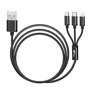 UML TRIPORT - 3 in 1 Nylon Braided Fast Charging Cable Compatible with Android and iOS Devices. 1.5 Meters Long