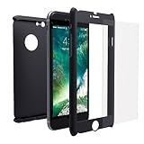 Funda iPhone 6s 360 Integral Para Ambas Caras + Protector de Pantalla de Vidrio Templado, Mobilyos® [ 360 ° ] [ Negro ] Case / Cover / Carcasa iPhone 6s / 6