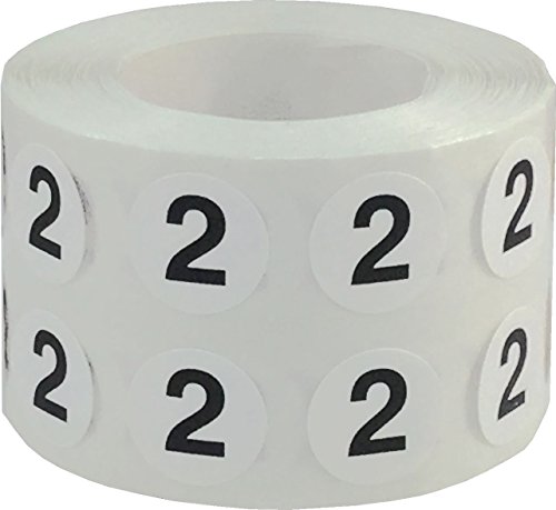 Number 2 Stickers 12.7 mm 0.5 Inch Round 1000 Count