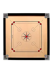 made in india Wooden Finish (26 Inch) Full Size Carrom Board for Kids and Children with Coins ,Striker and Boric Powder, Brown (Medium Size) for Play Game