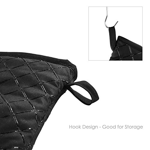 Aicok Ofenhandschuhe Anti-Rutsch Küche Backofen Handschuhe Hitzebeständig Handschuhe zum Kochen, Backen, Barbecue Isolation Pads, Schwarz, 1 Paar - 8