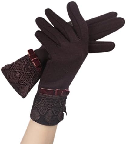 Woman Winter Cute Soft Flannel Warm Korean Fashion Lace Gloves,4-OneSize