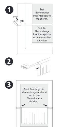 CG-Sonnenschutz Klemmstange weiß Ø 10/12mm 75-125cm für Fenster für Scheibengardinen, Spannvitrage, Vitragestange für Fenster - 2