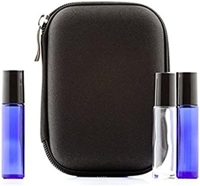 Sonicee 10 Roller Bottles 10ml Essential Oil Case Carry Holder Storage Aromatherapy Bag (Black)
