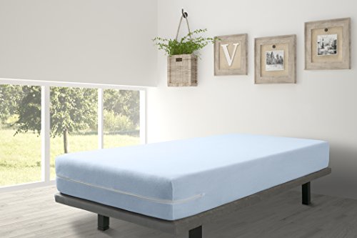 VELFONT – Frottee-Matratzenbezug aus 100% elastischer Baumwolle – Hellblaue – verfügbar in verschiedenen Größen – 90×190/200cm - 3
