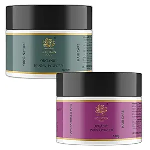 Mountain Soul Combo of Organic Henna/Mahendi Powder & Indigo Powder ? 100g of Each (Pack of 2) | USDA Certified | For Healthy Hair Care | For Men & Women | For Black & Brown Hair