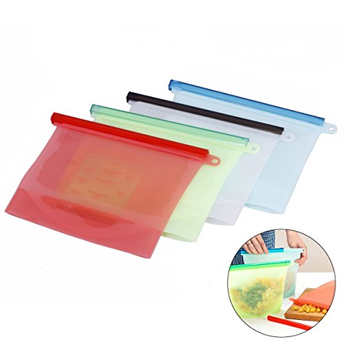 Preisvergleich Produktbild OUNONA Wiederverwendbare Silikon-Nahrungsmittelkonservierung-T... 4PCS (weiß, rot, grün, blau)
