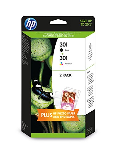 HP J3M81AE 301 Ink Cartridges - Black/Tri-Colour, Pack of 2