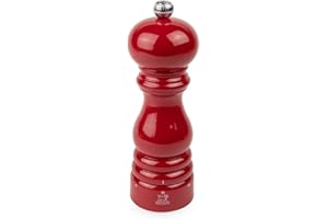 PEUGEOT - Moulin à Poivre Paris u'Select 18 cm - Collection ParisRama - 6 Réglages de Moutures Prédéfinies - En Bois Labellisé PEFC - Fabrication Française - Coloris Laqué Rouge Passion