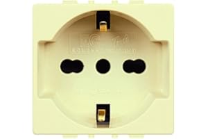 ELECTRON 1 MODULO SCHUKO, BIANCO, COMPATIBILE CON BTICINO MAGIC, PRESA 220V 230V 10A 16A, STANDARD TEDESCO, MODULI E FRUTTI 100% COMPATIBILI, MATERIALI DI ALTA QUALITA'