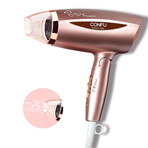 Hair Dryer Travel Ionic Hairdryer Folding Lightweight 1800W CONFU Portable Compact Blow Dryers Hot/Cold DC Motor With Velvet Storage Bag