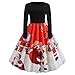 Produktbild 2018JYJM Weihnachten Weihnachtsfrauen Langarm O Hals Druck Vintage Kleid Abend Party Kleid Damen Vintage 50er Cap Sleeves Swing Kleider Ultra Damen Ärmelloses Kleid aus Bedruckter Viskose