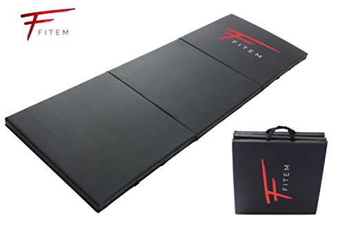 Fitem Tapis de Sol Pliable Epais Haute Gamme Taille 240 x 120 x 4 cm ou 180 x 60 x 4 cm avec Poignets de Transport pour Gym,Yoga,MMA, Sport, Gymnastique, Fitness, Pilates, Musculation