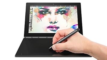 Lenovo Yoga Book 25,65cm (10,1 Zoll Full HD IPS Touch) 2-in-1 Tablet (Intel Atom x5-Z8550 Quad-Core, 4GB RAM, 64GB eMMC, LTE, Windows 10 Pro, Kamera, Dolby Atmos) schwarz inkl. Halo Tastatur und Real Pen