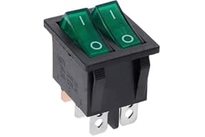 CABLEPELADO - Interruptor basculante ON/OFF, SPST 6 pines | Interruptor 6 terminales | 16A 250VAC | 20A 125VAC | Luz Verde