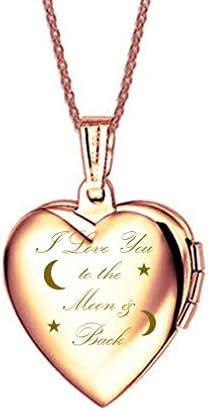 IXIQI Jewelry Locket Engraved " I Love You to the Moon and Back " Titanium Heart Infinity Love Locket Necklace Necklaces Gifts Present for Women Photo,45cm Chain