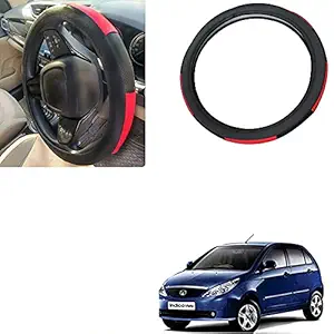 Auto Pearl - Ring Type Car Steering Wheel Cover Universal Genuine PU Non-Slip Natural Rubber Well Padded Grip Breathable Leatherite for - Indica Vista (Gold Blaze Black N Red)