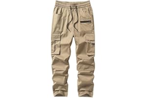 Elegancity Hombre Pantalon Cargo Color Sólido Chino Pantalones Jogger Cargo Pants Elastico Hombre con Varios Bolsillos XS-XXL