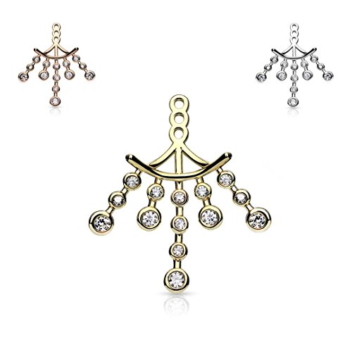 Beyoutifulthings Women Silver, Gold, Rose Gold Kandelaver Zirconia Cartilage Stud Earrings Earrings Pierced Earrings Stainless Steel - Silver