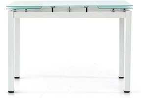 Spazio Casa Tavolo in vetro rettangolare allungabile - 110 x 70, Bianco