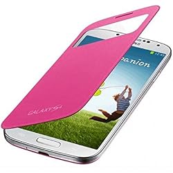 Samsung S-View - Funda para móvil Galaxy S4 (Pantalla frontal, teclas laterales), color rosa- Versión Extranjera