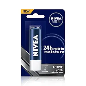NIVEA Men Lip Balm, Active Care SPF for 24h Moisture, 4.8 g