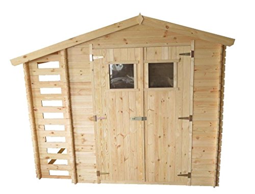 Gartenhaus Velden – 2,56 x 2,00 Meter aus 19mm Blockbohlen mit Kaminholzunterstand - 5