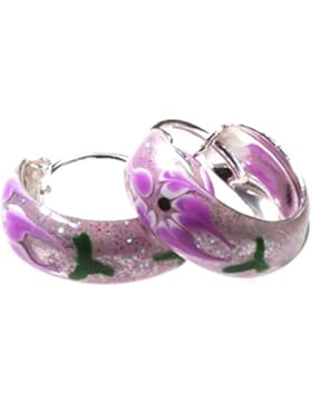 SL-Silver Creolen Ohrringe Blume Glanz 925 Silber in Geschenkbox