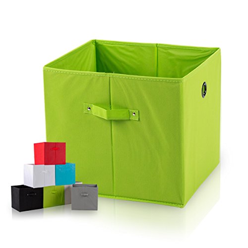 diMio SB1 Faltbox in Grün (4er Pack) - Regalfach Aufbewahrungsbox mit Trageschlaufen und Fingerloch, extra tief für noch mehr Stauraum