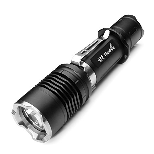 ThorFire Taschenlampe, VG10 Taktische Taschenlampe 900LM IPX 8 Wasserdichte Taschenlampe mit 4 Modis (Schwarz)
