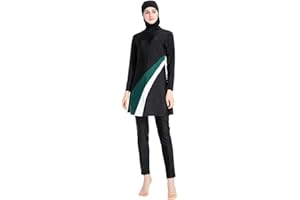 SUYUKU Muslimischer Badeanzug für Damen 3-teilige Muslimische Bademode Hijab Anzug Frauen islamischer Badeanzug Langarm Schwimmen Burkini Kostüm UV-Schutz Bademode Anzug S - 6XL