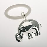 Baby Rassel Elefant versilbert + Greifring Babyrassel Kinderrassel Taufgeschenk Geburt Taufe Silber